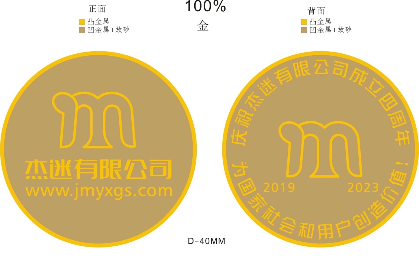 杰迷 四周年纯金质感纪念币